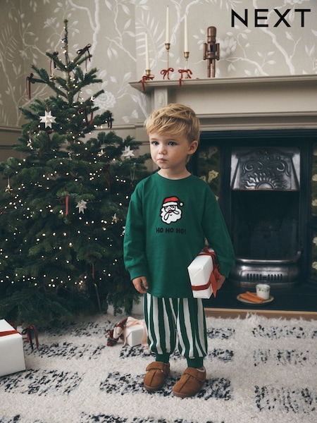 Green/White Stripe Bottoms - Christmas Pyjamas (9mths-10yrs)
