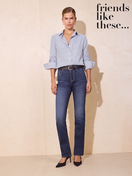 Dark Wash - Friends Like These Full Length Stovepipe Straight Leg Denim Jeans