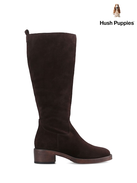 Brown - Hush Puppies Antonia Suede Long Boots
