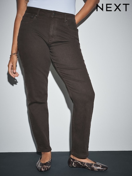 Chocolate Brown - Mid Rise Slim Stretch Hourglass Jeans