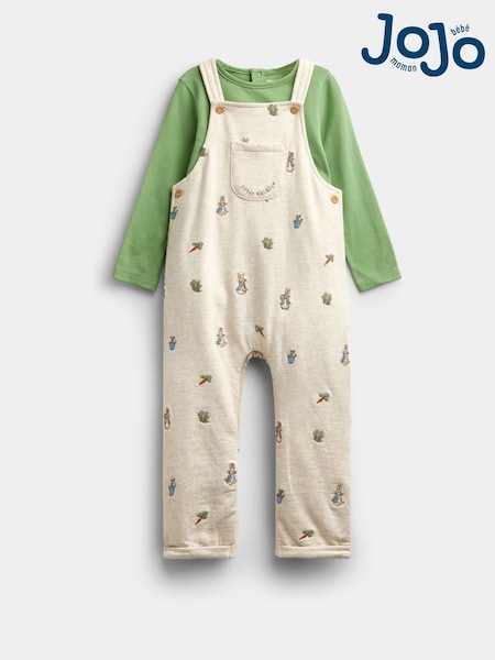 Natural Peter Rabbit™ - Jojo Maman Bébé Embroidered Dungaree & Bodysuit Set