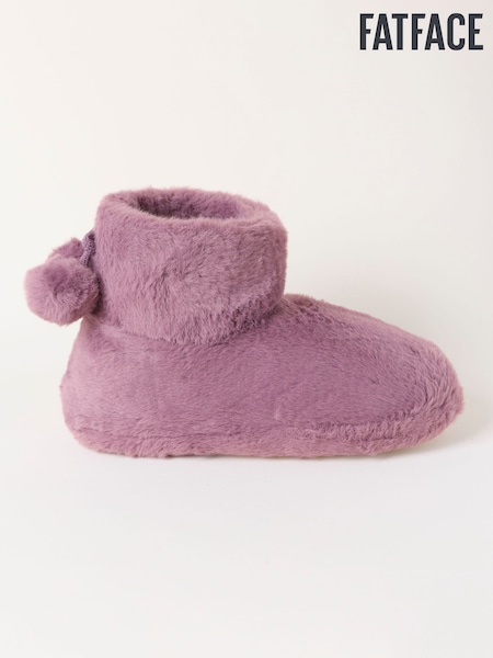 Purple - Fatface Faux Fur Boot Slipper