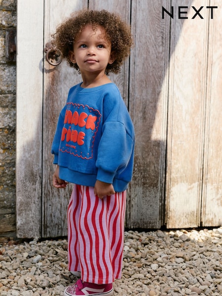 Cobalt Blue Snack Time - Sweatshirt And Wide Leg Joggers Set (3mths-7yrs)