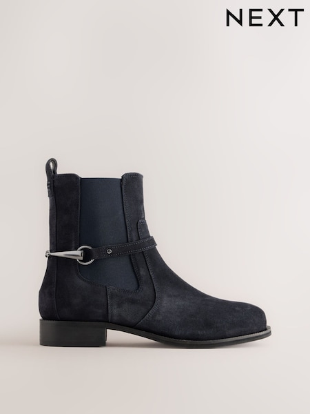 海军 - Forever Comfort® Leather Chelsea Round Toe Boots
