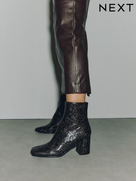 Chocolate Brown - Forever Comfort® Textured Square Toe Ankle Boots