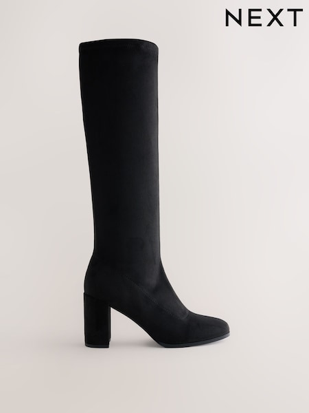 Black - Forever Comfort® Block Heel Knee High Sock Boots