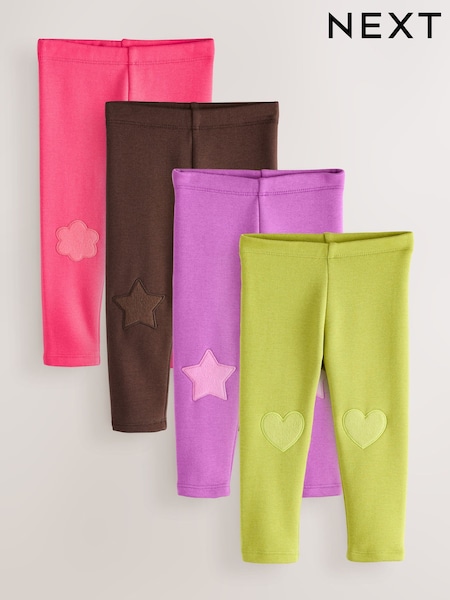 Pink/Purple/Brights - Cosy Fleece Lined Leggings 4 Pack (3mths-7yrs)