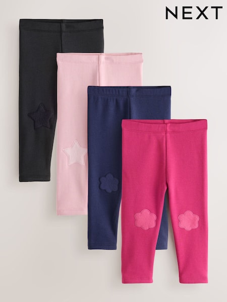 Black/Blue/Pink - Cosy Fleece Lined Leggings 4 Pack (3mths-7yrs)