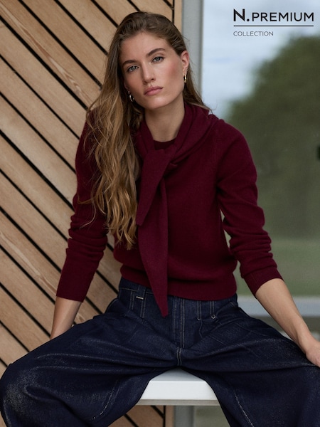 Burgundy Red - N.premium Cashmere Wool Triangle Scarf