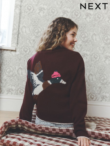 Burgundy Red Duck - Cardigan