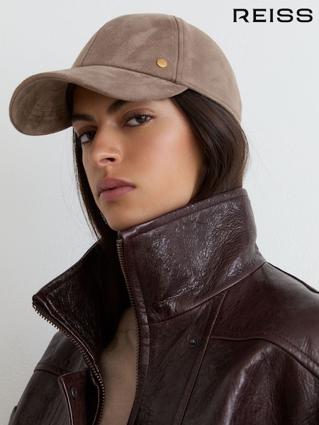 Сары қоңыр - Reiss Nicky Faux Suede Baseball-style Cap