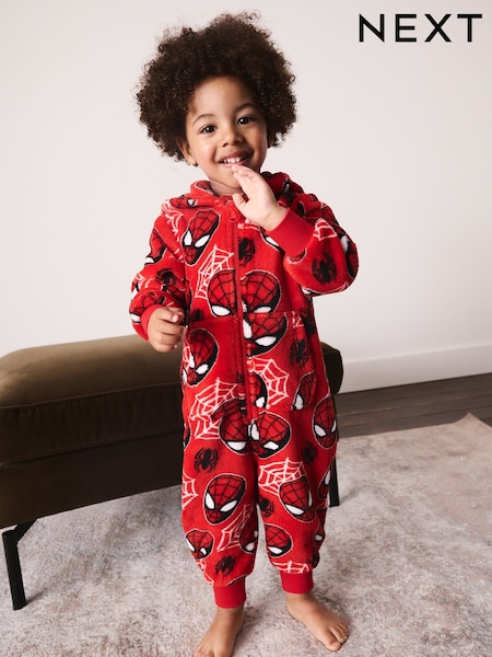 Red All Over - Spiderman Fleece All-in-one (9mths-10yrs)