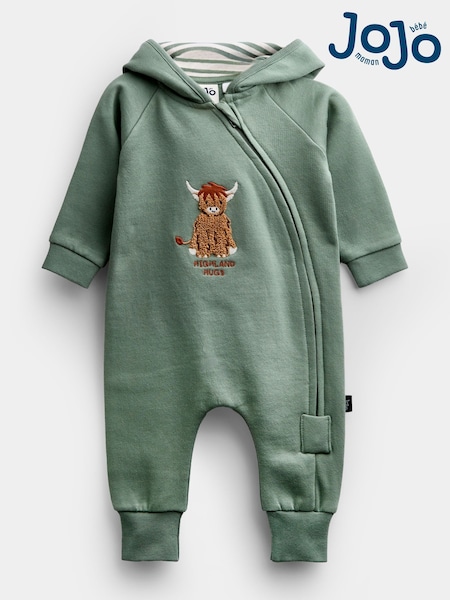 Green Highland Cow - Jojo Maman Bébé Jersey Romper