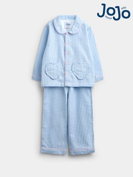 Light Blue Gingham Floral - بيجاما منسوجة من Jojo Maman Bébé