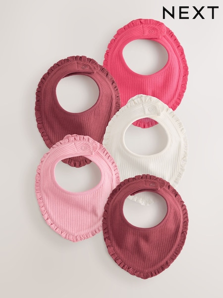 Red/Pink - Baby Dribble Bibs 5 Pack