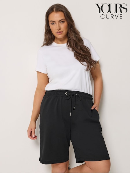 Black - Yours Curve Drawstring Tie Shorts