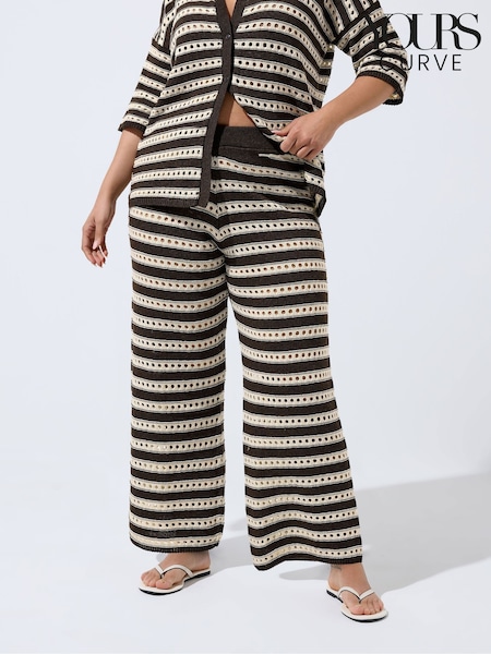 Marrón - Pantalones de punto de Yours Curve Limited