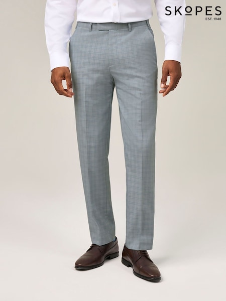 Blue - Regular Skopes Arlen Tailored Fit Check Suit Trousers
