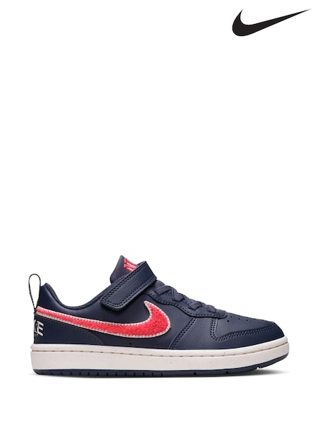 Navy Blue Red - Nike Junior Court Borough Low Trainers