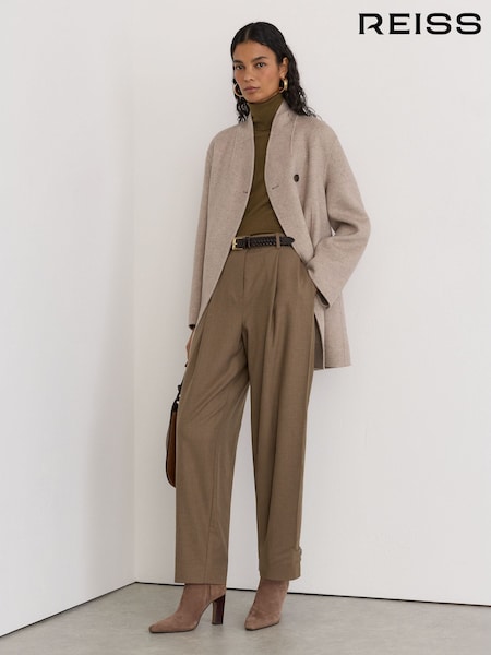 Neutralno - Reiss Jett Wool-blend Collarless Blind-seam Short Coat