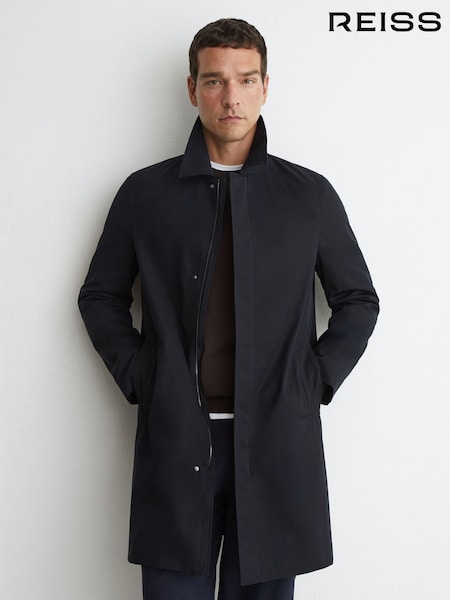Navy - Regular Reiss Lawlen Technical Long Zip-through Jacket