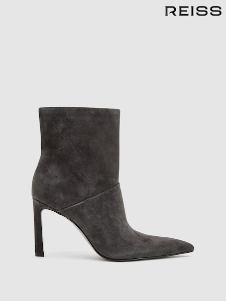 Grey - Reiss Jessica Suede Pointed-toe Stiletto Ankle Boots