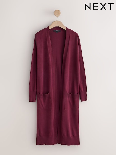 বারগান্ডি লাল - Long Line Maxi Sleeve Cardigan