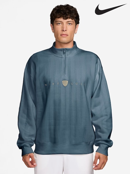 Blue - Regular Nike Therma-fit 1/2 Zip Top Oversized Golf Sweatshirt