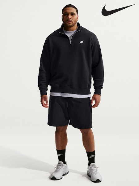 أسود - Regular Nike Club Zip Fleece Sweatshirt