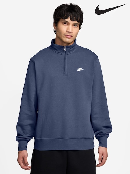 Diffused Blue - Regular Nike Club Zip Fleece Sweatshirt