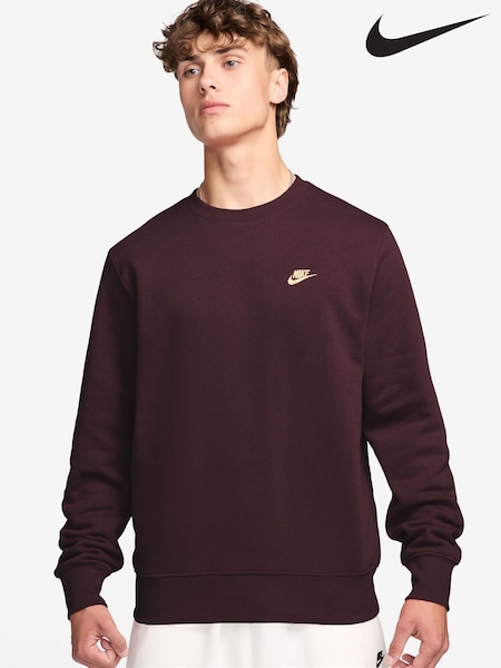 Roșu - Regular Nike Club Crew Neck Sweatshirt