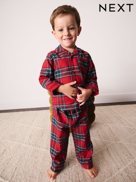 Red Check Christmas - Button Down Pyjamas (9mths-10yrs)