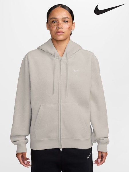 Cream - Nike Studio Fleece Plush Full-zip Hoodie