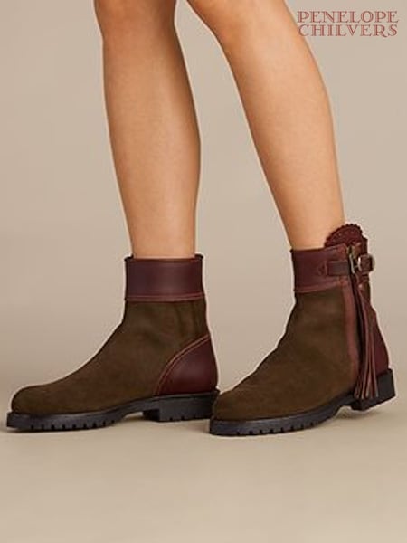 rjava - Penelope Chilvers Inclement Leather Tassle Detail Ankle Boots