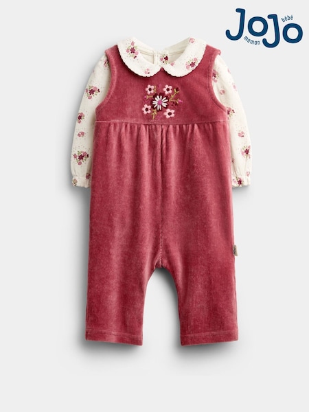 Rozo Cvetni uzorak - Jojo Maman Bébé Dungaree & Bodysuit Set