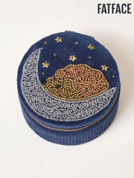 Navy - Fatface Hedgehog Beaded Jewellery Box