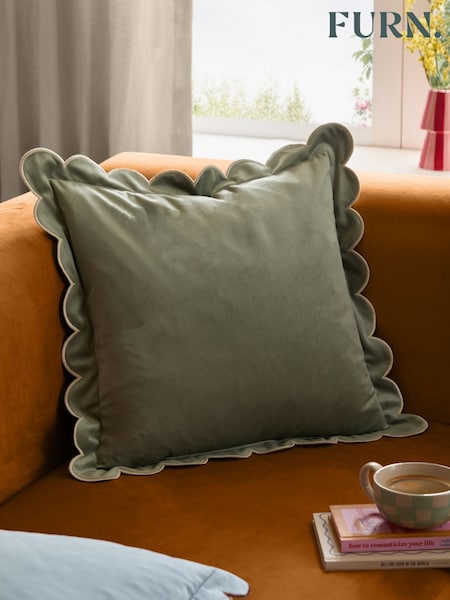 Furn Lil Scallop Velvet Fibre Filled Cushion 45x45cm