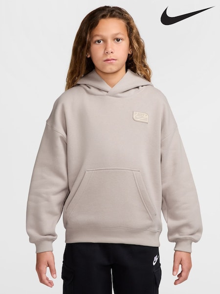 Lysebrun - Nike-logo overdimensjonert fleecehettegenser