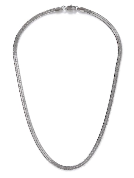 Silver - Regular Dck Mens Silver Flat Curb Chain Necklace