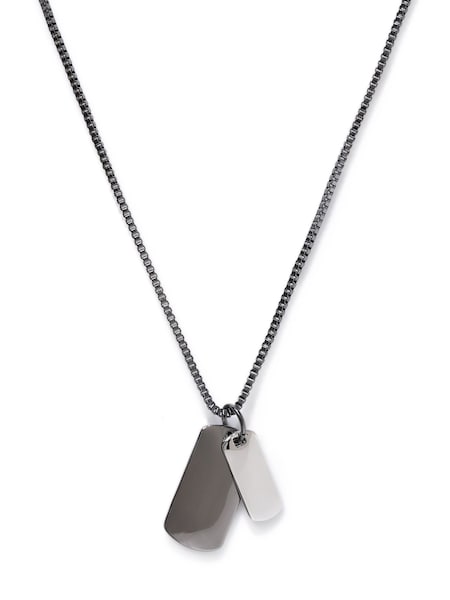 Silver Tone - Regular Silver Tone Double Dog Tag Necklace