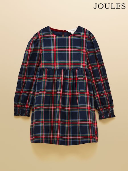 Navy Check - Joules Girls' Darla Cord Long Sleeve Dress