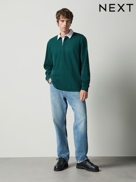 Grønn Marl - Regular Plain Rugby Shirt