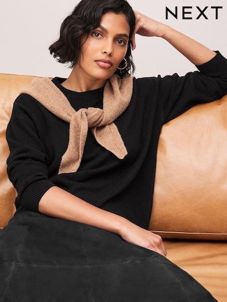 Black - Supersoft Crew Neck Long Sleeve Jumper