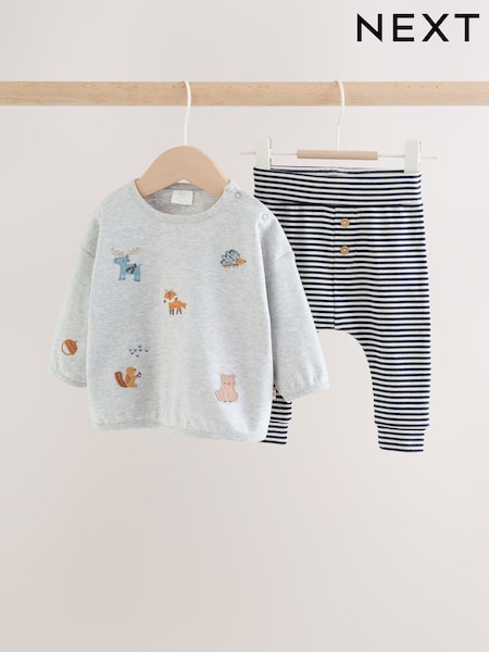 Grey Woodland Characters - Top And Leggings Baby Set (0mths-2yrs)