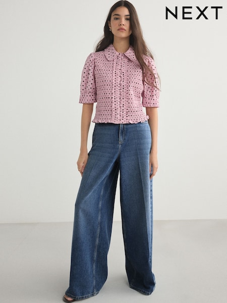 Mid Blue - Wide Smart Palazzo Jeans