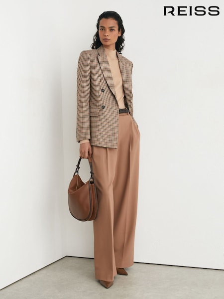 Neutralus patikrinimas - Reiss Willow Wool Houndstooth-check Double-breasted Blazer
