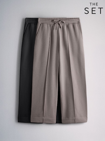 Taupe Brown/Black - The Set Набор из 2 трикотажных брюк с защипами джоггеры