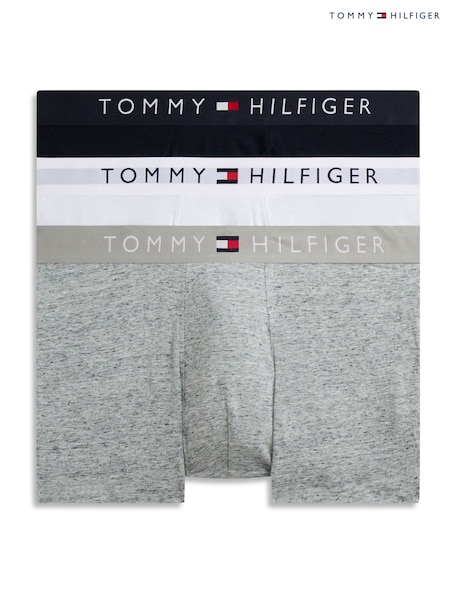 Grey - Regular Tommy Hilfiger Cotton Stretch Trunks 3 Pack