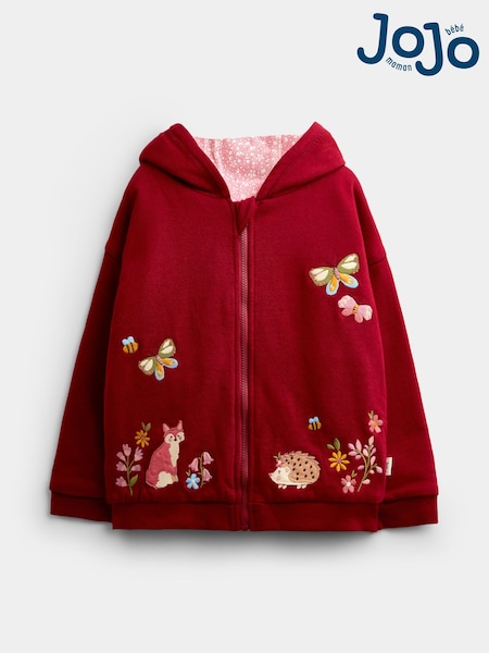 Burgundy Red Woodland - Jojo Maman Bébé Reversible Hoodie