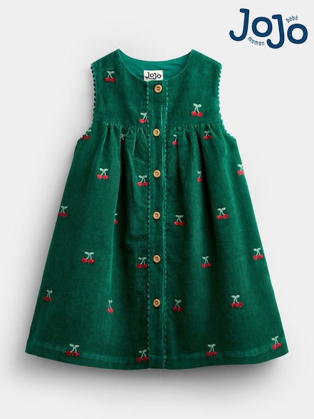 أخضر كرزي - Jojo Maman Bébé Embroidered Cord Dress